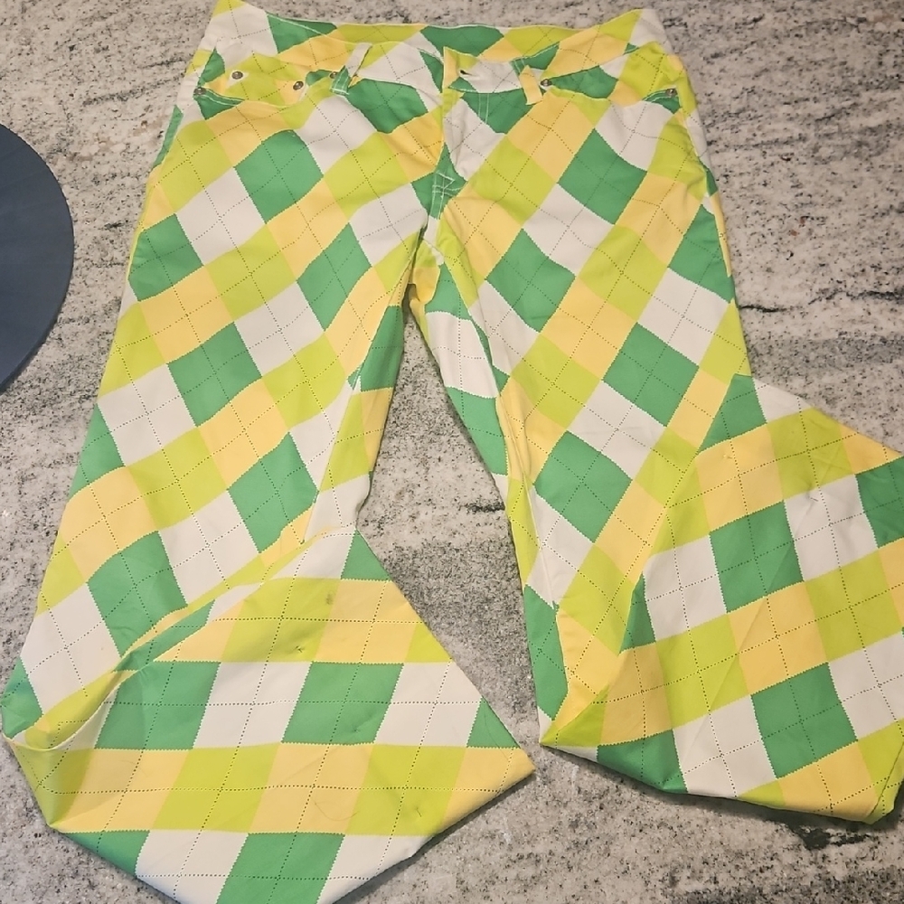 Loudmouth Argyle Pants in Green and Yellow